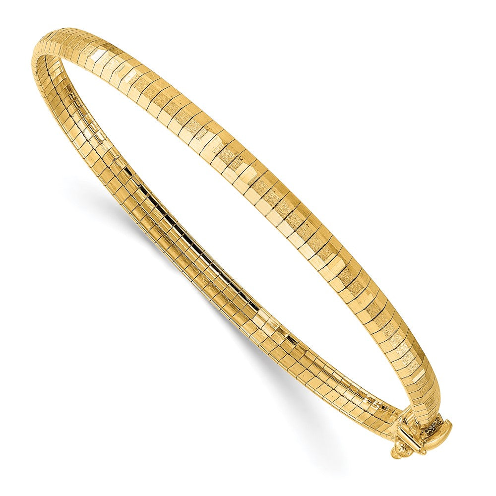 14K Polished and Satin Diamond-cut 4mm 7.5 inch Omega Bracelet