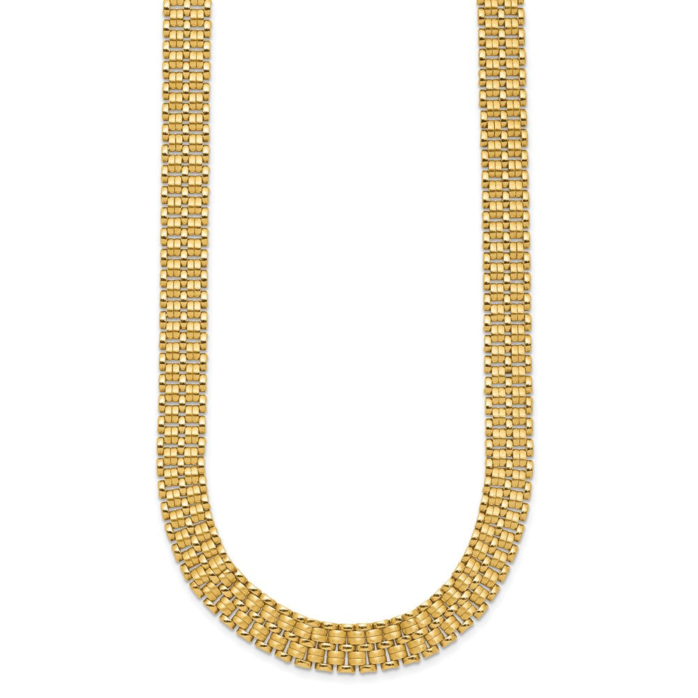 14K Brushed and Polished Basket Weave Pattern 17in Necklace