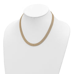 14K Brushed and Polished Basket Weave Pattern 17in Necklace