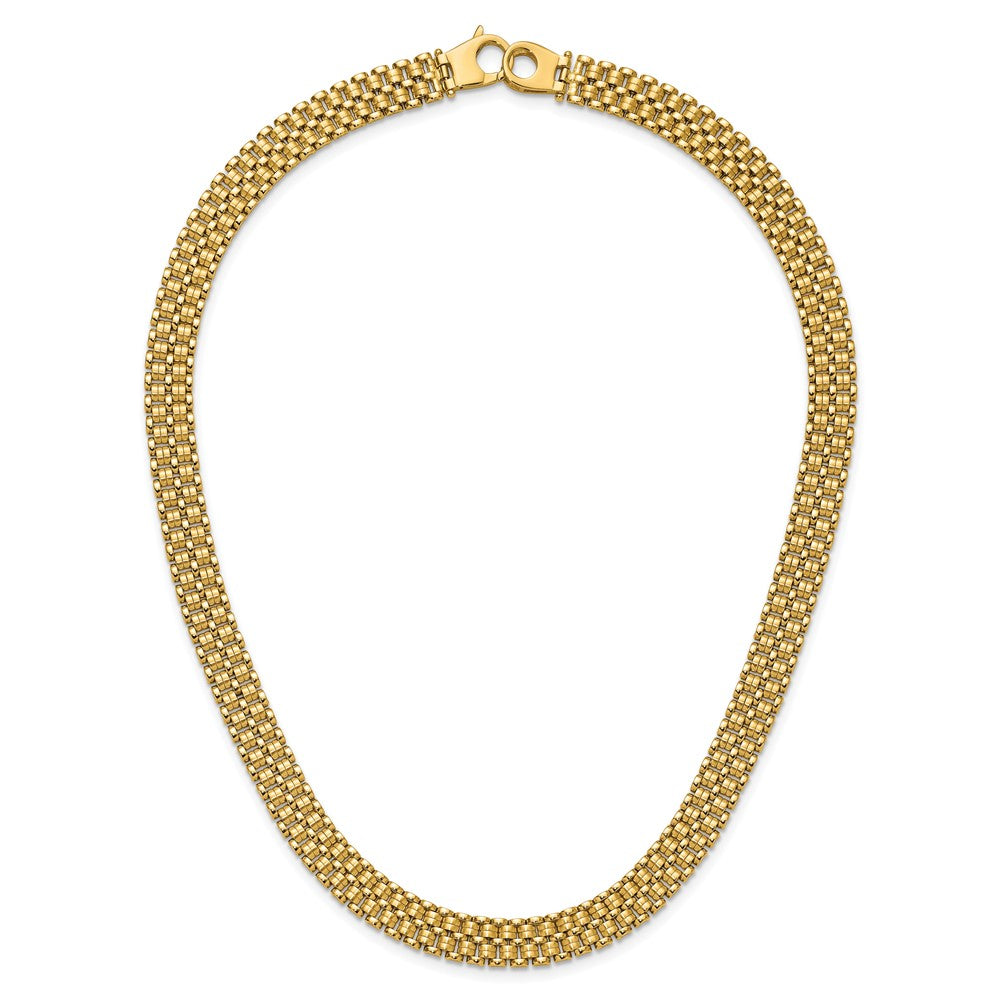 14K Brushed and Polished Basket Weave Pattern 17in Necklace