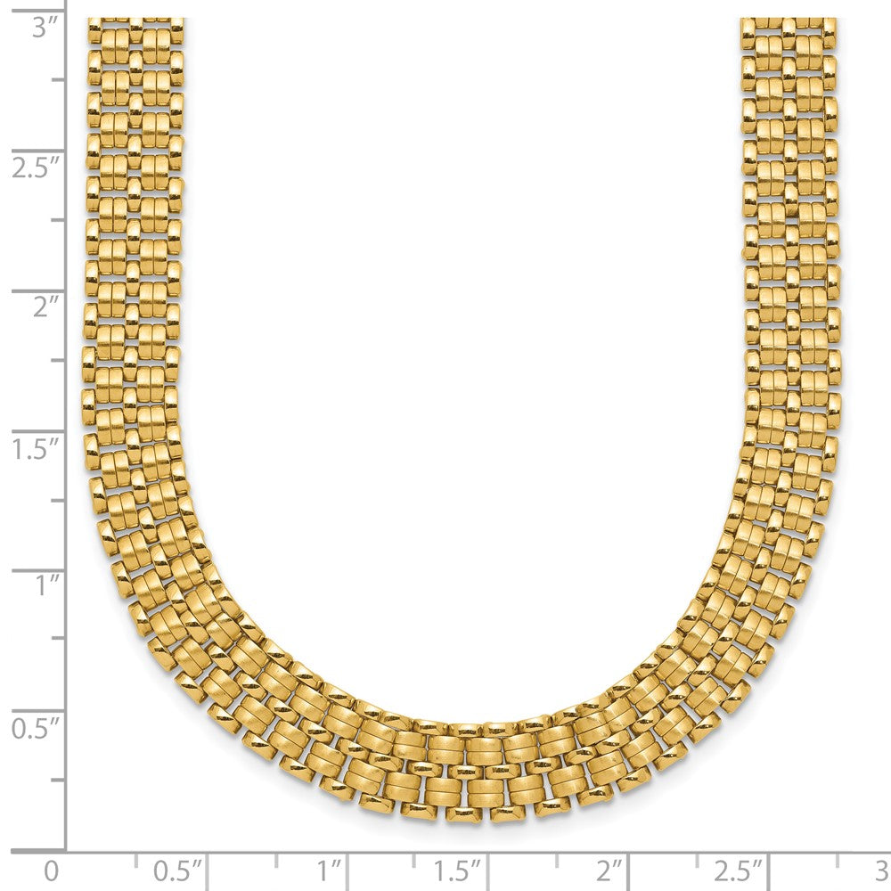 14K Brushed and Polished Basket Weave Pattern 17in Necklace