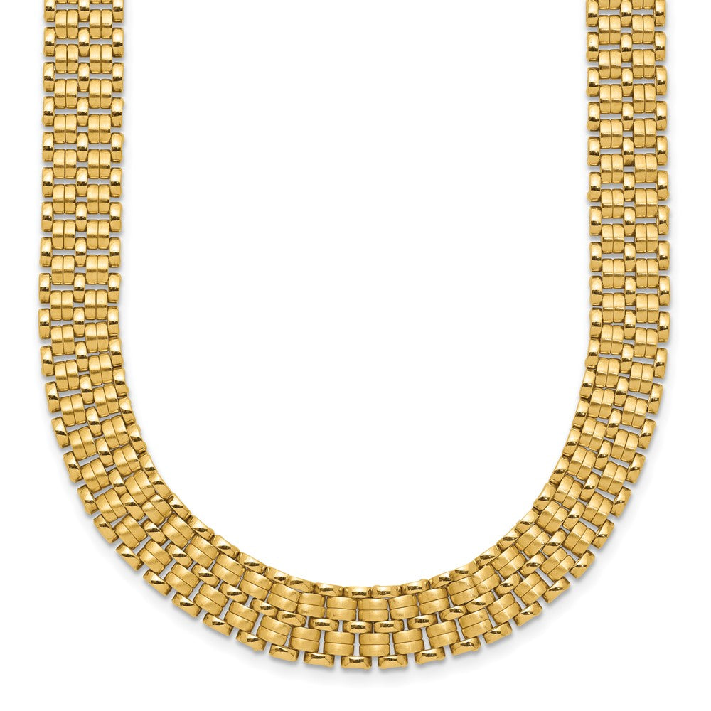 14K Brushed and Polished Basket Weave Pattern 17in Necklace