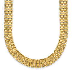 14K Brushed and Polished Basket Weave Pattern 17in Necklace
