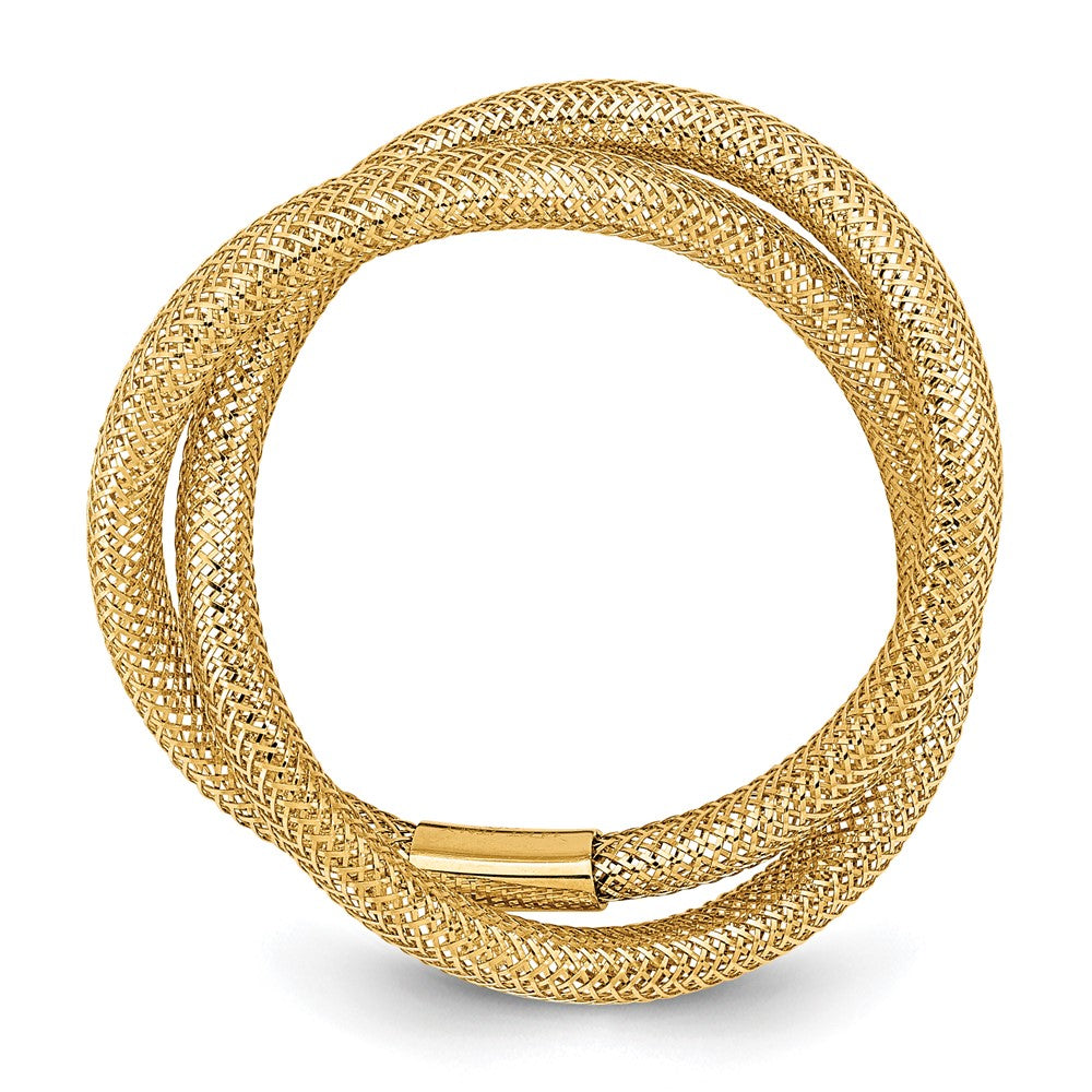 14K Gold Twisted Woven Mesh Stretch Ring