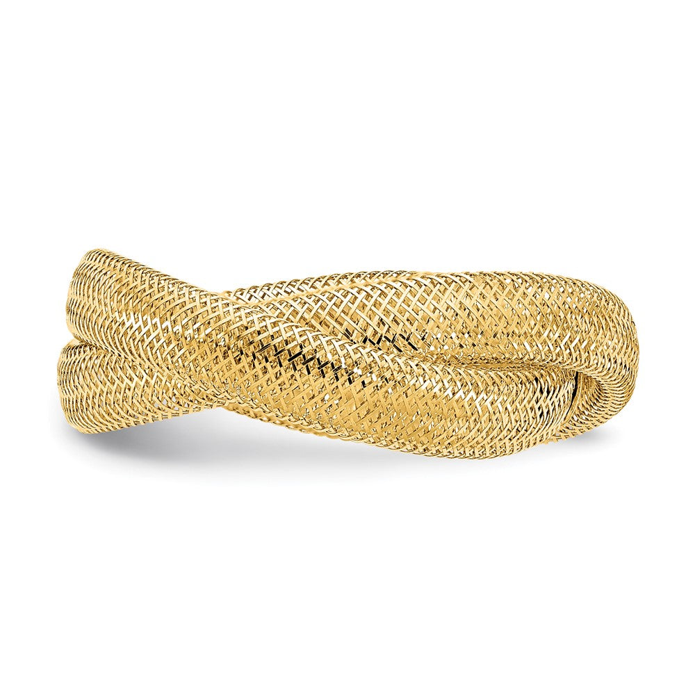 14K Gold Twisted Woven Mesh Stretch Ring