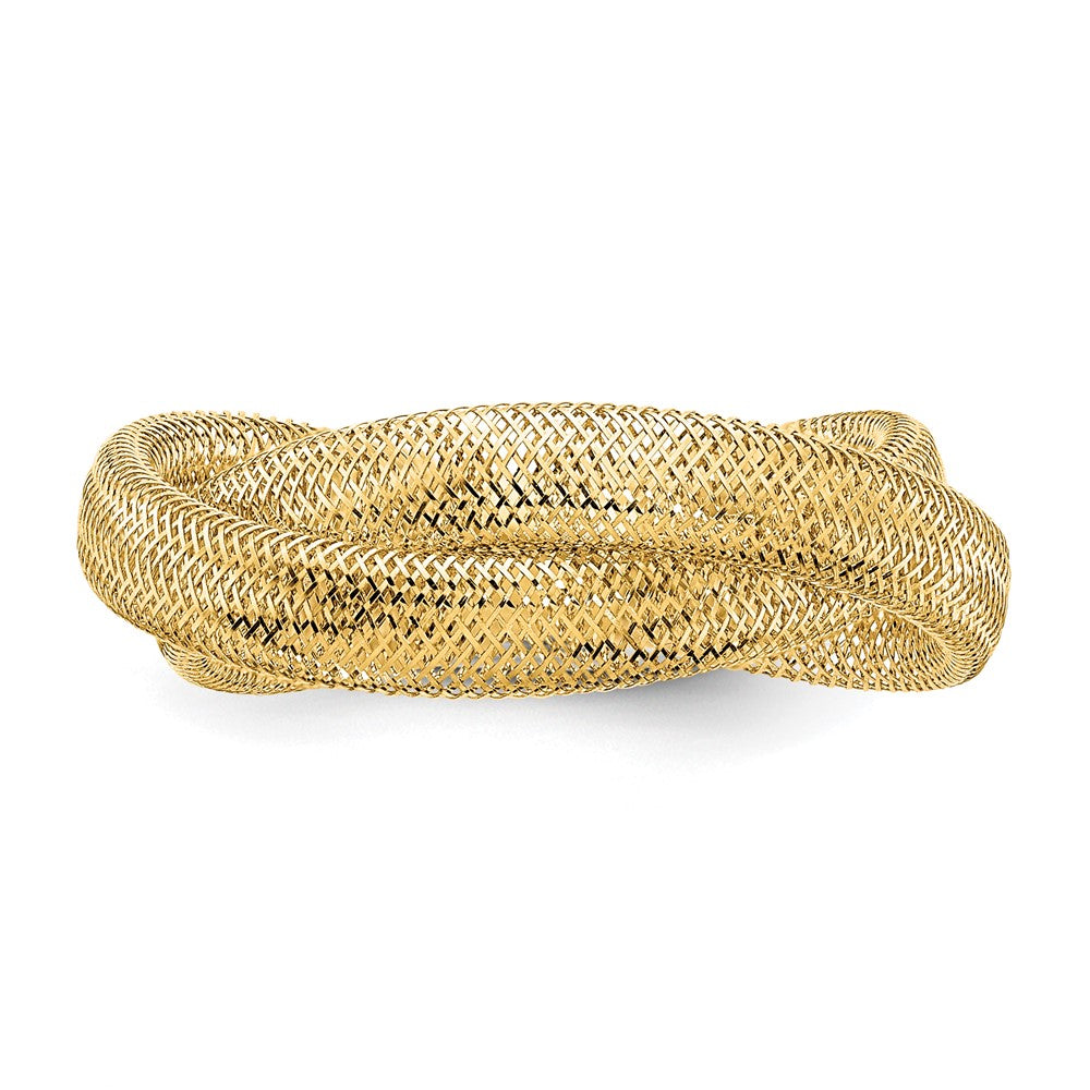 14K Gold Twisted Woven Mesh Stretch Ring