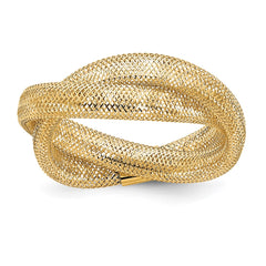 14K Gold Twisted Woven Mesh Stretch Ring