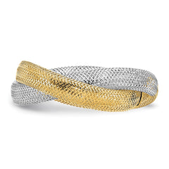 14K with Rhodium Woven Mesh Stretch Ring