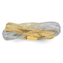 14K with Rhodium Woven Mesh Stretch Ring