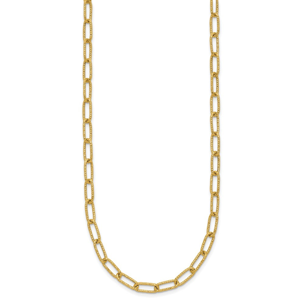 14K Textured Open Link Necklace