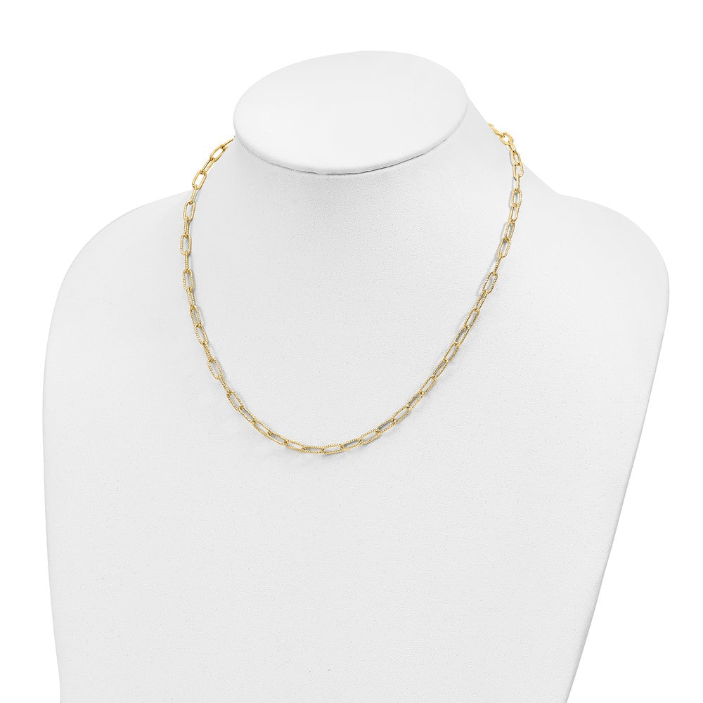 14K Textured Open Link Necklace