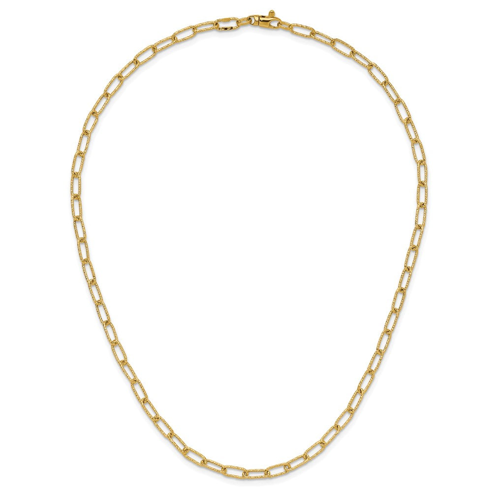 14K Textured Open Link Necklace