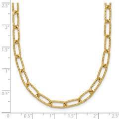 14K Textured Open Link Necklace