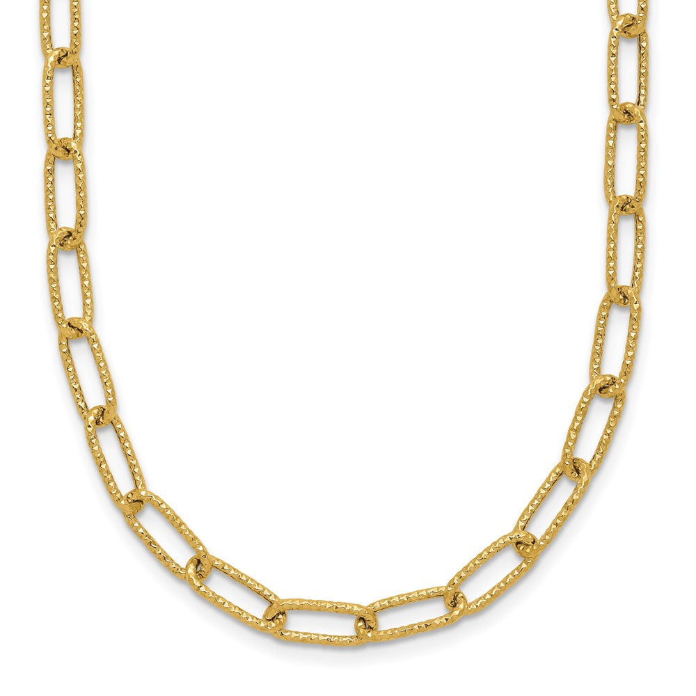 14K Textured 3.75mm Fancy Open Link 18 inch Necklace