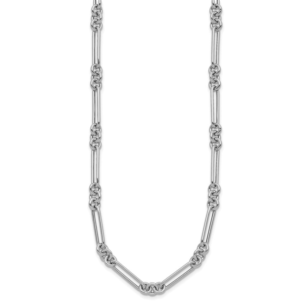 14k White Gold Polished Fancy Link Necklace