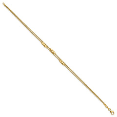 14K Polished D/C Beaded Double Strand Bracelet