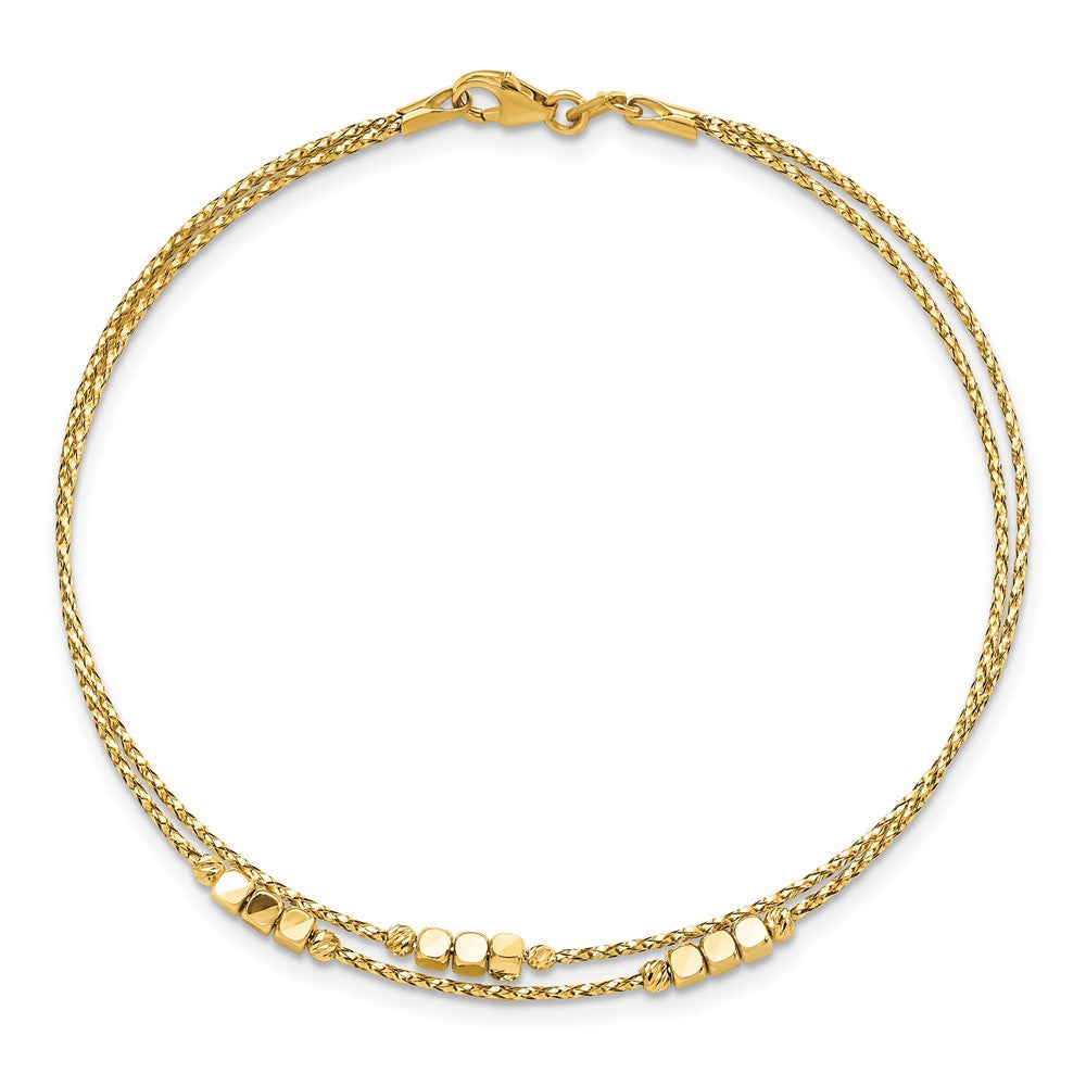 14K Polished D/C Beaded Double Strand Bracelet