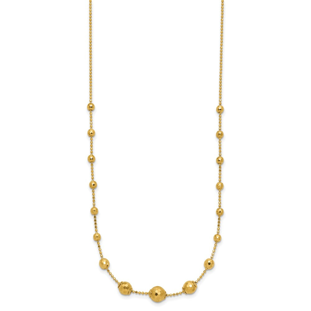 14K Polished and Textured Beaded 17in Necklace