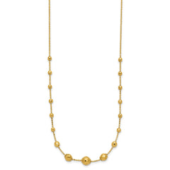 14K Polished and Textured Beaded 17in Necklace