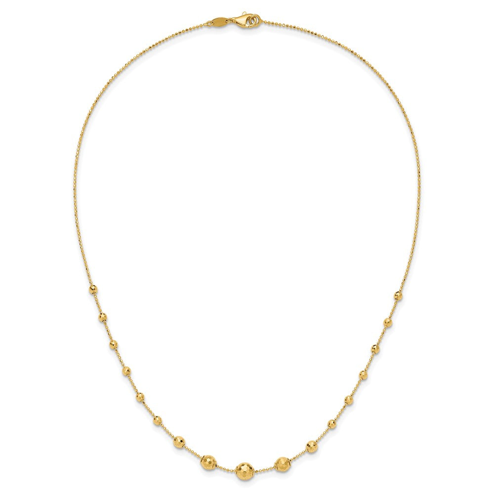 14K Polished and Textured Beaded 17in Necklace