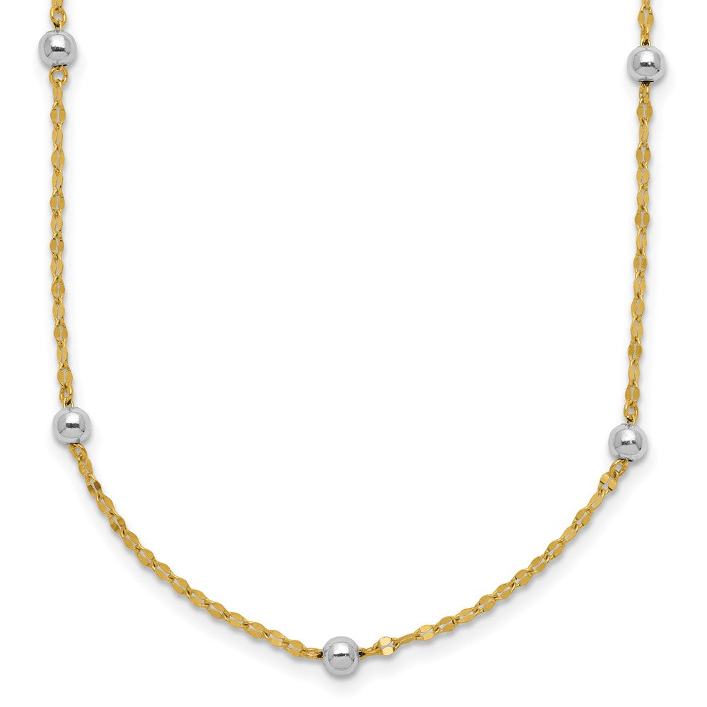 14K Two Tone Polished Bead Fancy Necklace