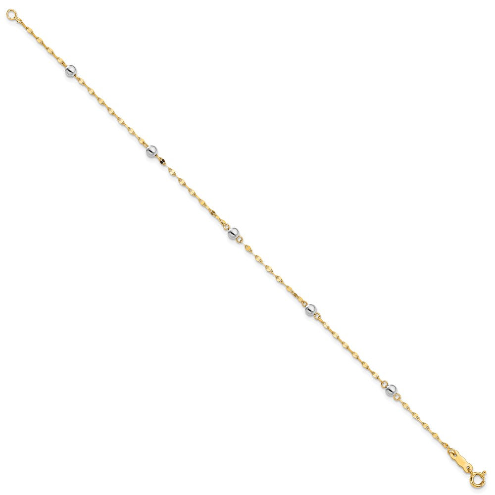 14K Two Tone Polished Bead Bracelet