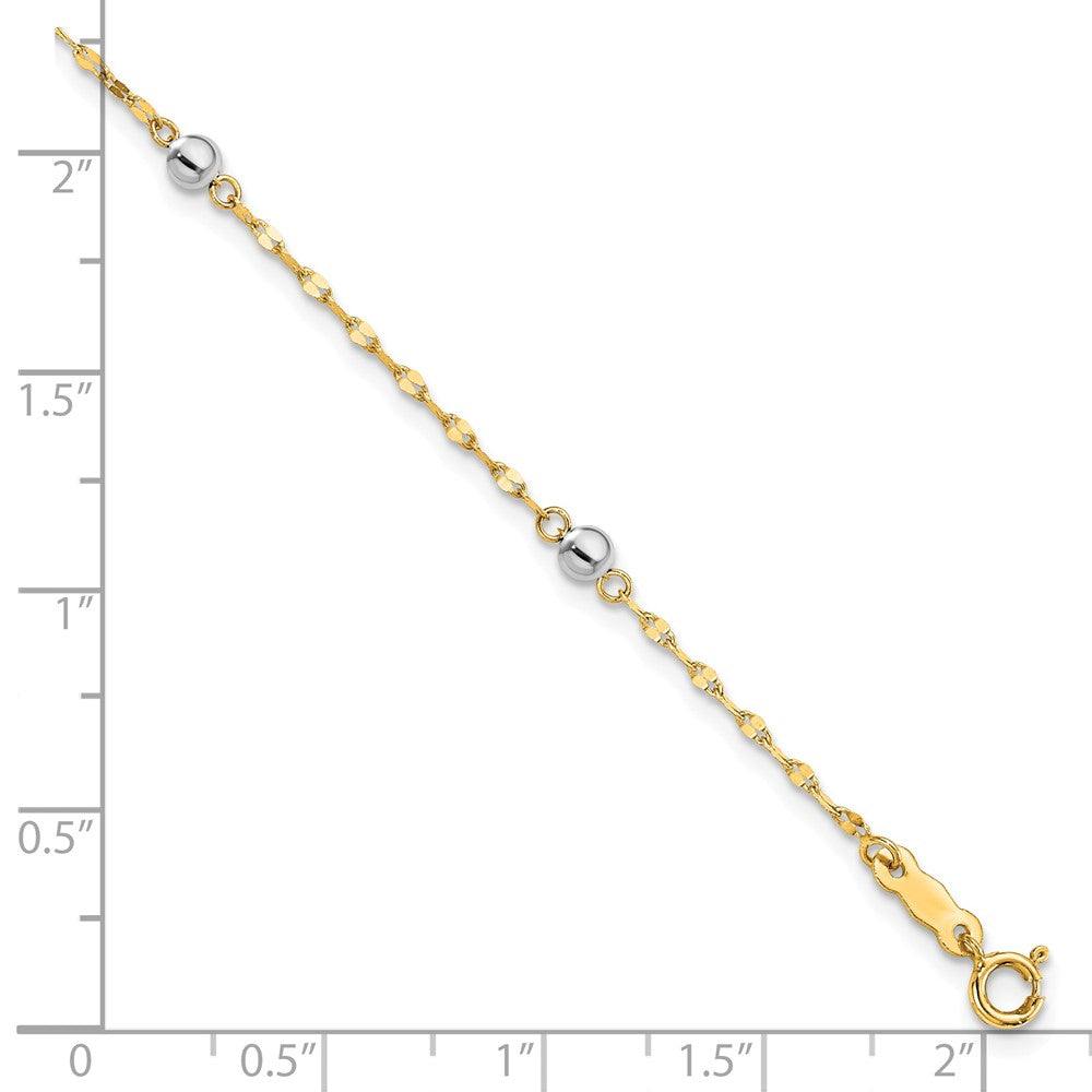 14K Two Tone Polished Bead Bracelet