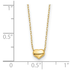 14k Polished Puffed Heart Pendant 16.5 inch Necklace - 2