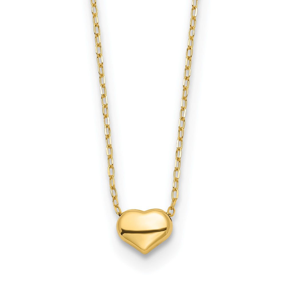 14k Polished Puffed Heart Pendant 16.5 inch Necklace - 2