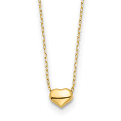 14k Polished Puffed Heart Pendant 16.5 inch Necklace - 2