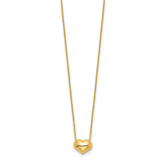 14k Polished Puffed Heart Pendant 16.5 inch Necklace