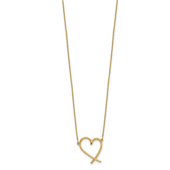 14K Polished Open Heart 16 inch Necklace Plus 2 inch Extender