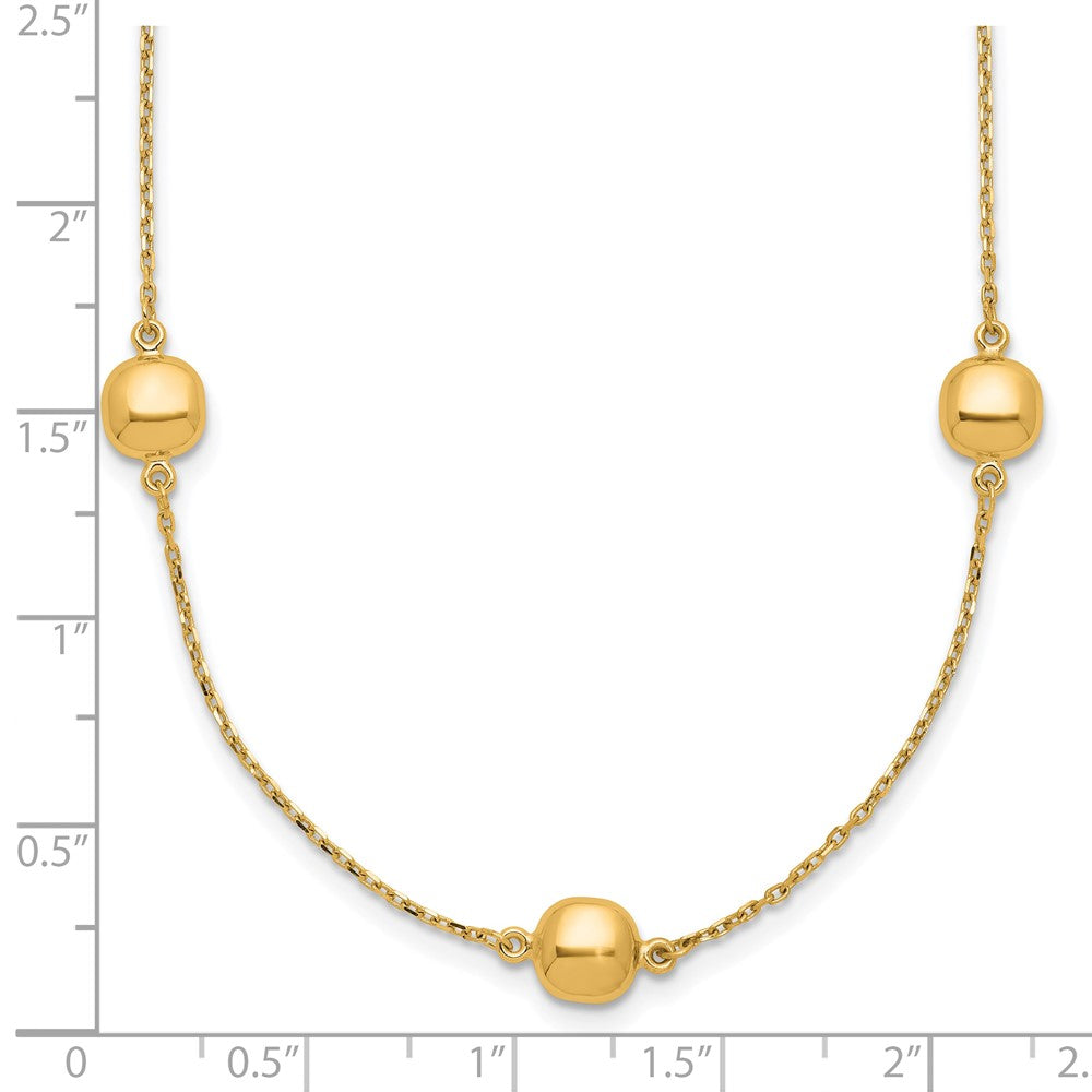 14K Polished Beads 5-Station 16 inch Necklace Plus 2 inch Extender