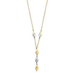 14K Two-tone Polished Wavy Dangle Fancy 17 inch Y-Drop Necklace