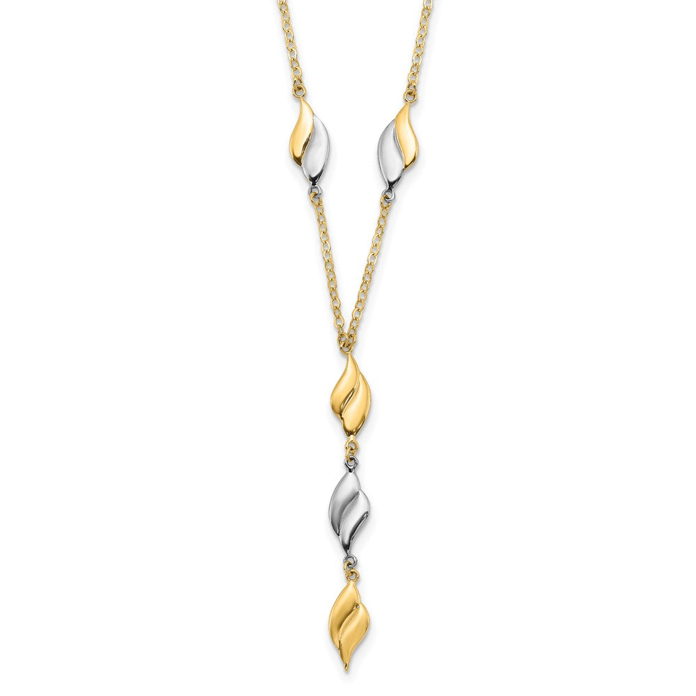 14K Two-tone Polished Wavy Dangle Fancy 17 inch Y-Drop Necklace