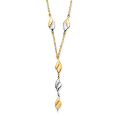 14K Two-tone Polished Wavy Dangle Fancy 17 inch Y-Drop Necklace