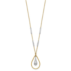 14K Two-tone Polished & D/C Teardrop Necklace