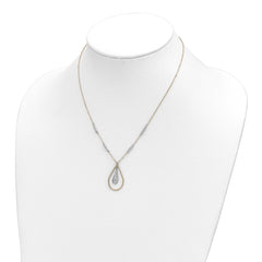 14K Two-tone Polished & D/C Teardrop Necklace