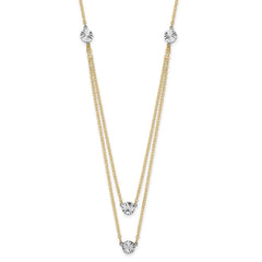 14K Two-tone Polished Diamond-cut Discs Double Layer 17 inch Necklace
