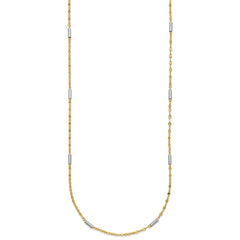 14K Two-tone Diamond-cut Chain and Mini Bar Links Fancy 18 inch Necklace