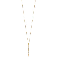 14k Tri-color Cross and Miraculous Medal with Laser-cut Beads 17 inch Rosary Necklace Plus 3 inch Extender - 2