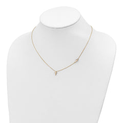 14k Polished Sideways Cross and Cross Pendant 18 inch Necklace