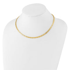 14k Flat 4mm Fancy Diamond-cut Reversible to High Polished 17.25 inch Omega Necklace