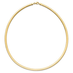 14k Flat 4mm Fancy Diamond-cut Reversible to High Polished 17.25 inch Omega Necklace