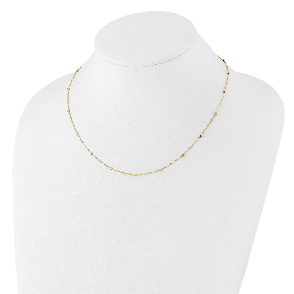 14K Polished Cube Stations 16 inch Necklace Plus 2 inch Extender