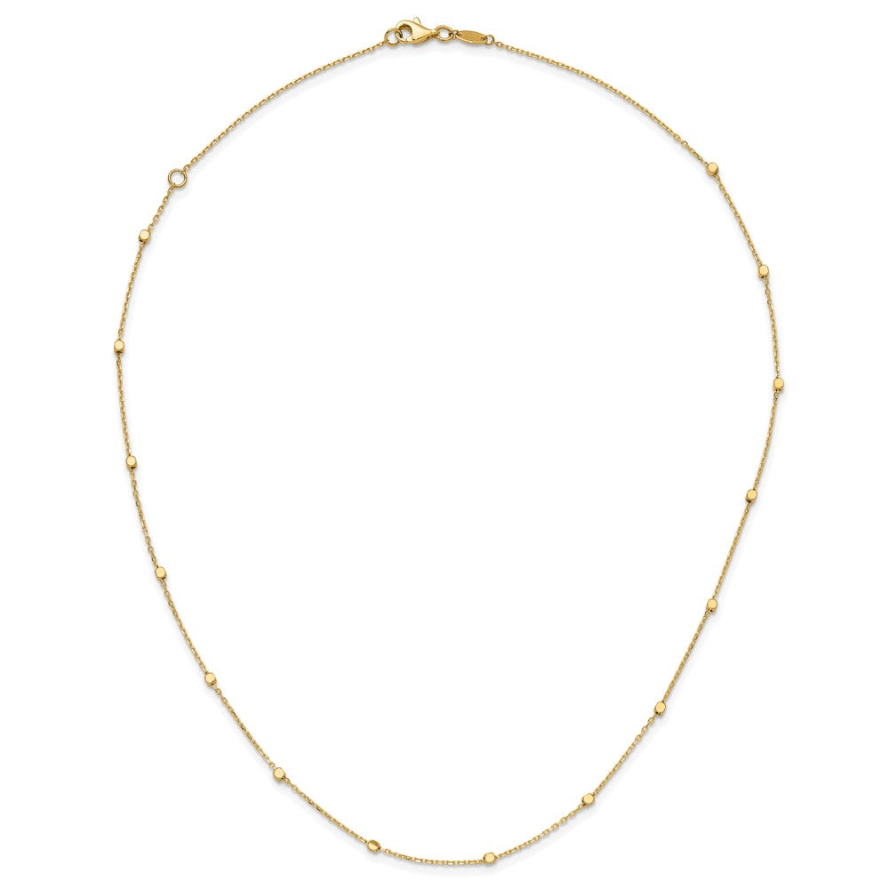 14K Polished Cube Stations 16 inch Necklace Plus 2 inch Extender
