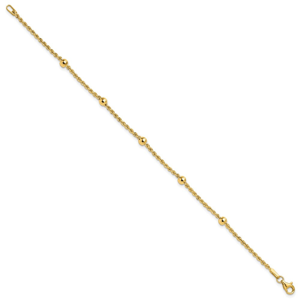 14k D/C Beaded Rope Chain Bracelet