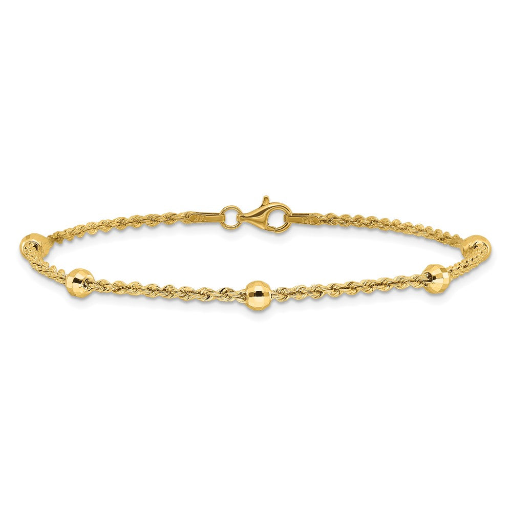 14k D/C Beaded Rope Chain Bracelet