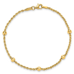 14k D/C Beaded Rope Chain Bracelet