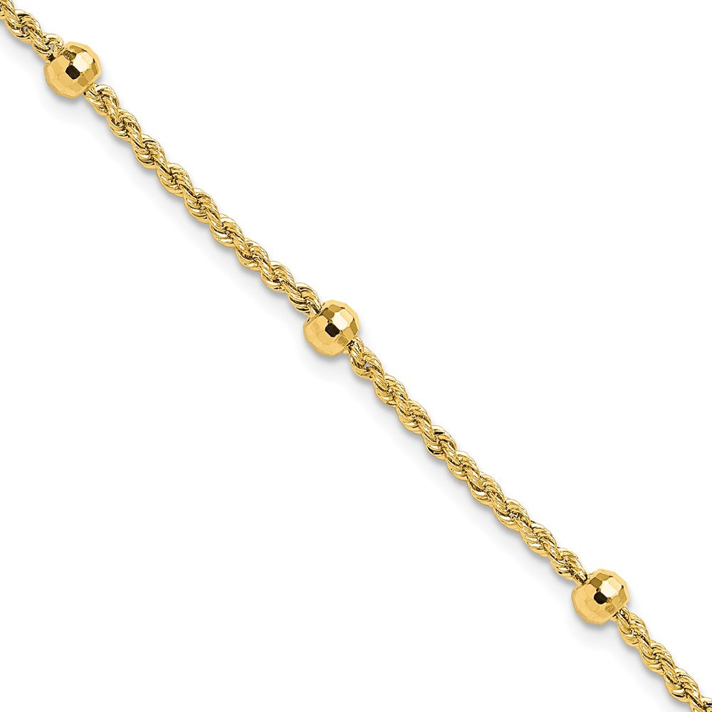 14k D/C Beaded Rope Chain Bracelet